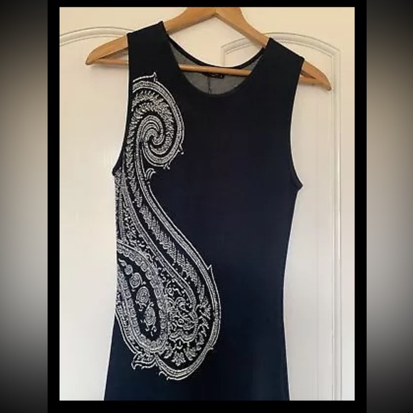 Etro Placed Paisley Knit Midi Sleeveless Dress Navy White New Size 40 US 4 $2165 - Picture 13 of 16